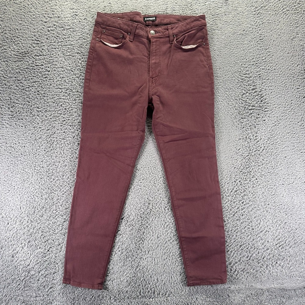 Express Jeans Mens 34x28 Red Cotton Denim Skinny Utility Workwear Travel Stretch